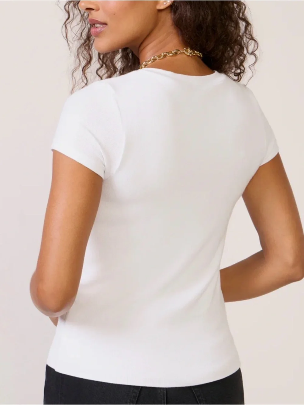 LNA White Ribbed Crewneck Harrison T-shirt - Picture 3 of 9